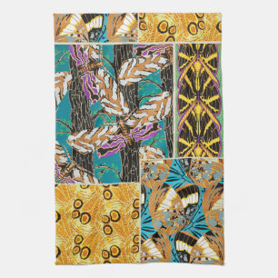 Lebendige maximalistische Teal- und violette Schme Geschirrtuch