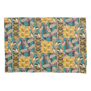 Lebendige maximalistische Teal- und violette Schme Kissenbezug