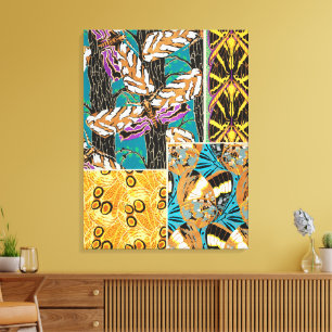 Lebendige maximalistische Teal- und violette Schme Leinwanddruck
