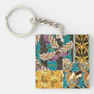 Lebendige maximalistische Teal- und violette Schme Schlüsselanhänger