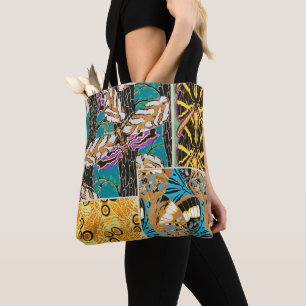Lebendige maximalistische Teal- und violette Schme Tasche