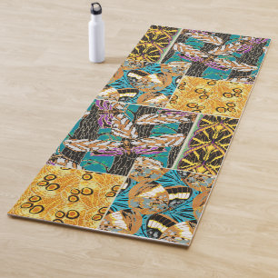 Lebendige maximalistische Teal- und violette Schme Yogamatte