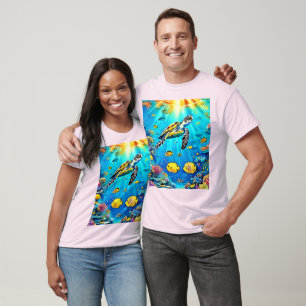 Lebendige Meeresschildkröten-Riff-Kunst T-Shirt