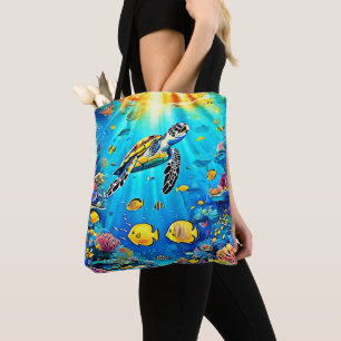 Lebendige Meeresschildkröten-Riff-Kunst Tasche