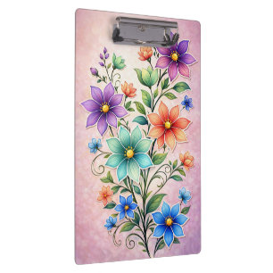 Lebendige mehrfarbige Blumen-Spray-Illustration Klemmbrett