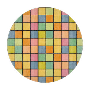 Lebendige mehrfarbige geometrische Quadrate Schneidebrett
