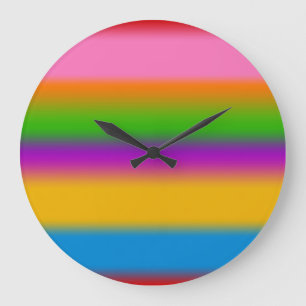 Lebendige mehrfarbige Regenbogen-Verlaufsstreifen Große Wanduhr