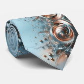 Lebendige Metallic Blauer Blauer Silber Goldbronze Krawatte (Gerollt)