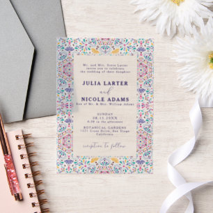 Lebendige mexikanische Fiesta-Regenbogen-Foto-Hoch Pergament Einladungen