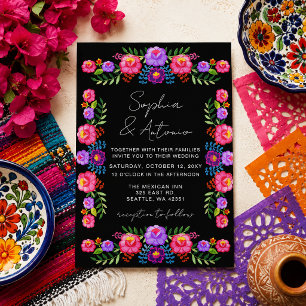 Lebendige mexikanische Floral Fiesta-Hochzeit Einladung