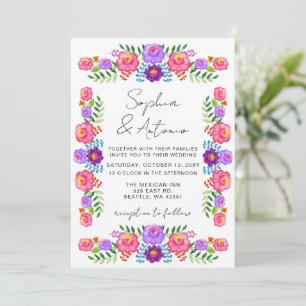 Lebendige mexikanische Floral Fiesta-Hochzeit Einladung