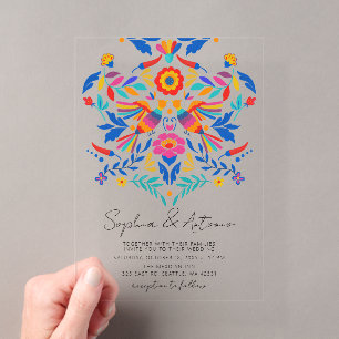 Lebendige mexikanische Vögel Otomi Floral Fiesta H Acryleinladungen
