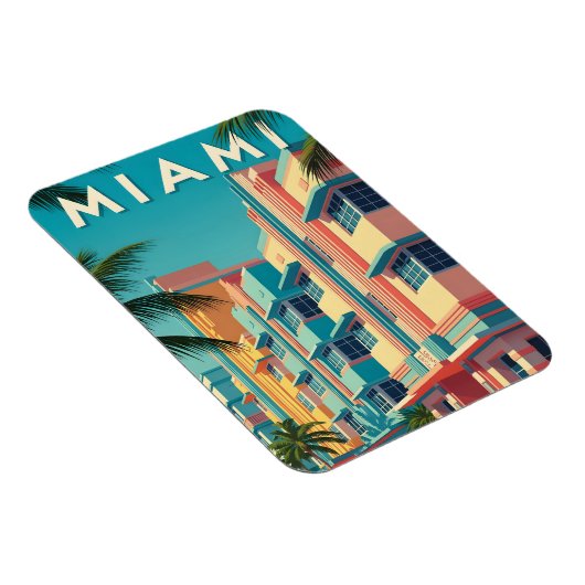 Lebendige Miami-Gebäude mit Palmen Magnet (Rechte Seite)