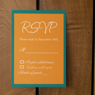 Lebendige Minimalistische Sunrise-Hochzeit Mix & M RSVP Karte