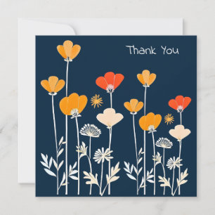 Lebendige minimalistische Zeichnung von Blumen Dan Mitteilungskarte
