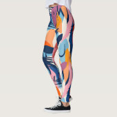 Lebendige moderne abstrakte Formen Muster Leggings (Links)