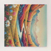 Lebendige moderne Berglandschaft mit Sonnenunterga Puzzle (Horizontal)