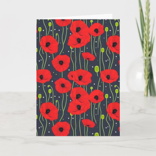 Lebendige moderne rote Mohnblumen-Muster-Kunst Karte (Vorderseite)