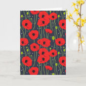 Lebendige moderne rote Mohnblumen-Muster-Kunst Karte (Gelbe Blume)