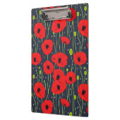 Lebendige moderne rote Mohnblumen-Muster-Kunst Klemmbrett (Links)