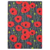Lebendige moderne rote Mohnblumen-Muster-Kunst Klemmbrett (Rückseite)