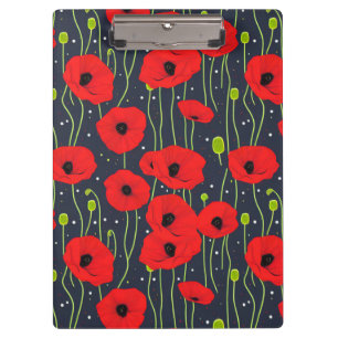 Lebendige moderne rote Mohnblumen-Muster-Kunst Klemmbrett