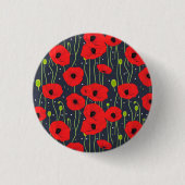 Lebendige moderne rote Mohnblumen-Musterkunst Button (Vorderseite)