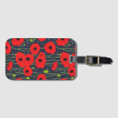 Lebendige moderne rote Mohnblumen-Musterkunst Gepäckanhänger (Vorderseite (Horizontal))