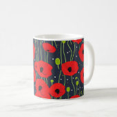 Lebendige moderne rote Mohnblumen-Musterkunst Kaffeetasse (VorderseiteRechts)