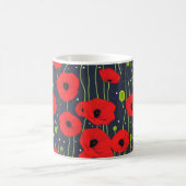 Lebendige moderne rote Mohnblumen-Musterkunst Kaffeetasse (Mittel)
