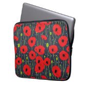 Lebendige moderne rote Mohnblumen-Musterkunst Laptopschutzhülle (Vorderseite Links)