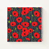Lebendige moderne rote Mohnblumen-Musterkunst Notizblock (Rückseite)