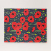 Lebendige moderne rote Mohnblumen-Musterkunst Puzzle (Horizontal)