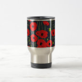Lebendige moderne rote Mohnblumen-Musterkunst Reisebecher (Mittel)