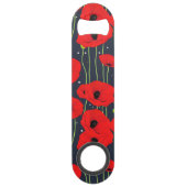 Lebendige moderne rote Mohnblumen-Musterkunst Speed Flaschenöffner (Rückseite)
