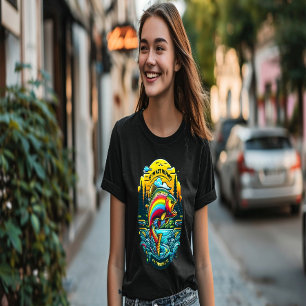 Lebendige Morgendämmerung an der Regenbogenforelle T-Shirt