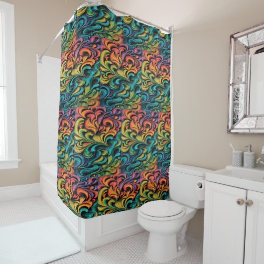 Lebendige Multicolor-Swirbel-Kunst Duschvorhang (Beispiel)