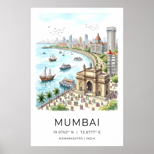 Lebendige Mumbai-Wandkunst - Farbige Gateway of Poster (Vorne)
