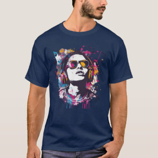 Lebendige Musik Kunst mit Retro-Kopfhörern T-Shirt