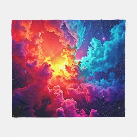 Lebendige Nebel-Kunst: Kosmische Farb-Kunst Fleecedecke (Vorderseite (Horizontal))