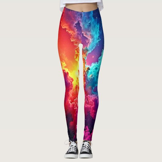 Lebendige Nebel-Kunst: Kosmische Farb-Kunst Leggings (Vorderseite)