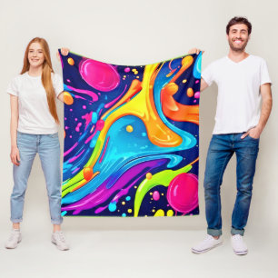 Lebendige Neon-Abstrakte-Kunst-Spritzer Fleecedecke