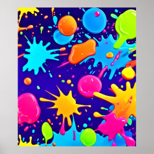 Lebendige Neon-Farbspritzer-Kunst Poster