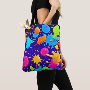 Lebendige Neon-Farbspritzer-Kunst Tasche
