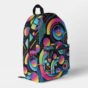 Lebendige neon-geometrische Abstraktion Bedruckter Rucksack