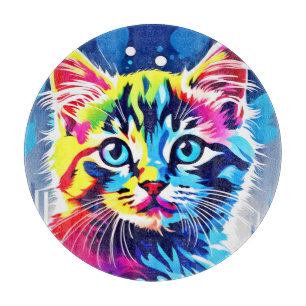 Lebendige Neon-Katzen-Kunst Schneidebrett