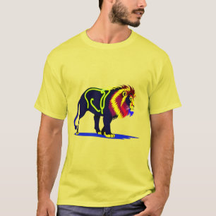 Lebendige Neon-Löwen-Illustration mit lebendigem M T-Shirt