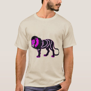 Lebendige Neon-Löwen-Illustration mit lebendigem M T-Shirt
