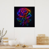 Lebendige Neon-Regenbogen-Rose blüht mit elektrisc Poster (Küche)