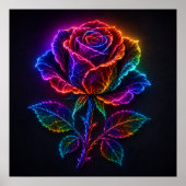 Lebendige Neon-Regenbogen-Rose blüht mit elektrisc Poster (Vorne)